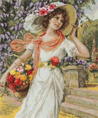 Девушка с корзиной цветов (ВХ-1480)