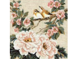 Птица на ветке с розовыми цветами 486, Риолис