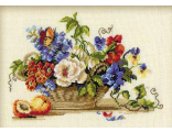 Натюрморт с персиком (Корзина с цветами) 864