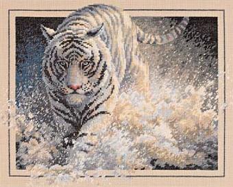 Бесплатная схема вышивки крестом «Белый тигр»