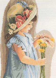 Девочка в шляпе с цветами PN-0008175