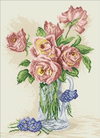 Розы в кувшине DS305 (алмазная мозаика) mc-mb
