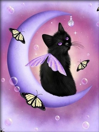 Черный лунный котенок 1334 (алмазная вышивка-мозаика) mgm-mk