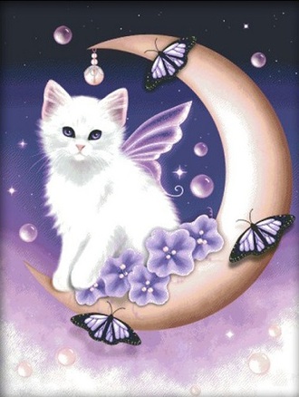 Лунный белый котенок 1336 (алмазная вышивка) mgm-mk