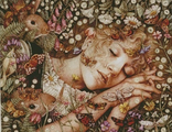 Девушка, спящая в цветах 1079 (алмазная вышивка-мозаика) ml-my