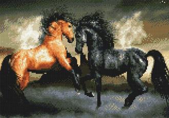 Столкновение  (Два коня) VH-900431 (алмазная мозаика Anya) mgm-mj avmn
